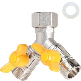 Brass Y-Splitter 3-Way Adaptor Valve 1/2 Inch Y Distributor Valve Shower Adapter for Washer, Bathroom, Kitchen, Garden Hose (8.3 x 7.9 cm)