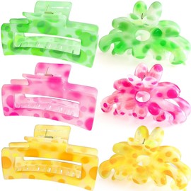 ISCRM Flower Hair Claw Clips for Women Girls,6PCS Big Cute Claw Clips for Thick Thin Hair Clups,Kawaii Womens Hair Clips for Hair Claws,Beach Hair Accessories Summer Essentials (colorful)