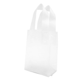 SSWBasics Small Clear Frosted Plastic Shopping Bags - 5" x 3" x 7" - Case of 100
