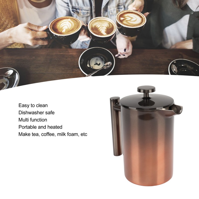 French Press Coffee Tea Maker with Filter Double Layer 304