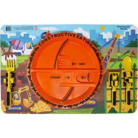 Constructive Eating Set of 3 Construction Utensils, Construction Plate and Construction Worksite Placemat