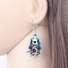 NEWEI - arete de perro con diseño floral y diseño de perro con forma de perro Azul