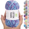 MeriWoolArt® Cotton Yarn - 100% Cotton Yarn, Multicoloured Textile Yarn,