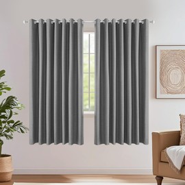 Dreaming Casa 100% Blackout Curtains Premium Thermal Insulated Linen Window Treatment Curtain with Grommet, 2 Panles, Grey, 52" W x 63" L