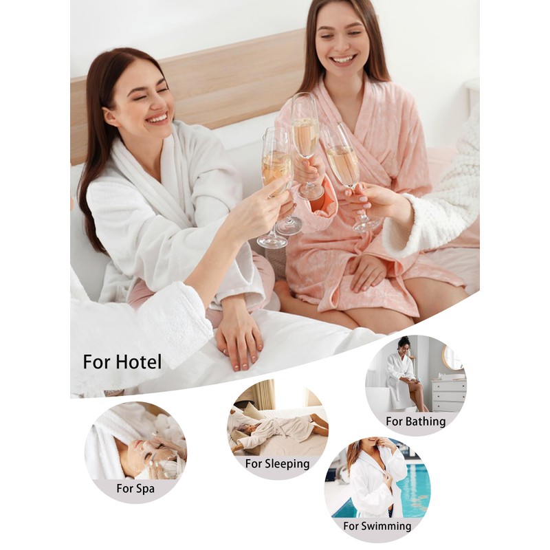 Wikoan Women's Dressing Gown, Lightweight Kimono Robe V Neck Long