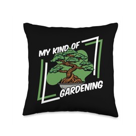 Bonsai Tree Plant Tools Care Kit Set Gifts Ideas My Kind of Gardening Pots Penjing Enthusiast Bonsai Throw Pillow, 16x16, Multicolor