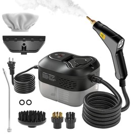 SRGARH Pressurized Handheld Steam Cleaner, Portable Steamer for Cleaning with 1.2L Large Tank, 15s Fast Heat-Up, 6-Level Adjustable, Powerful Steam Cleaner for Home, Car, Kitchen, Tile, Grout(black)