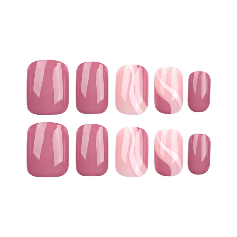 SEMTIM Nail Tips, 24 Pieces, Medium, Short False Nails, Short
