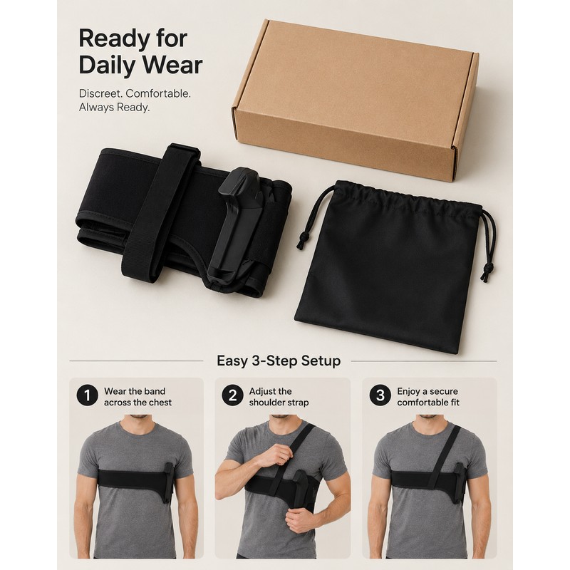 Adjustable Neoprene Shoulder Holster for Concealed Carry – Breathable Underarm