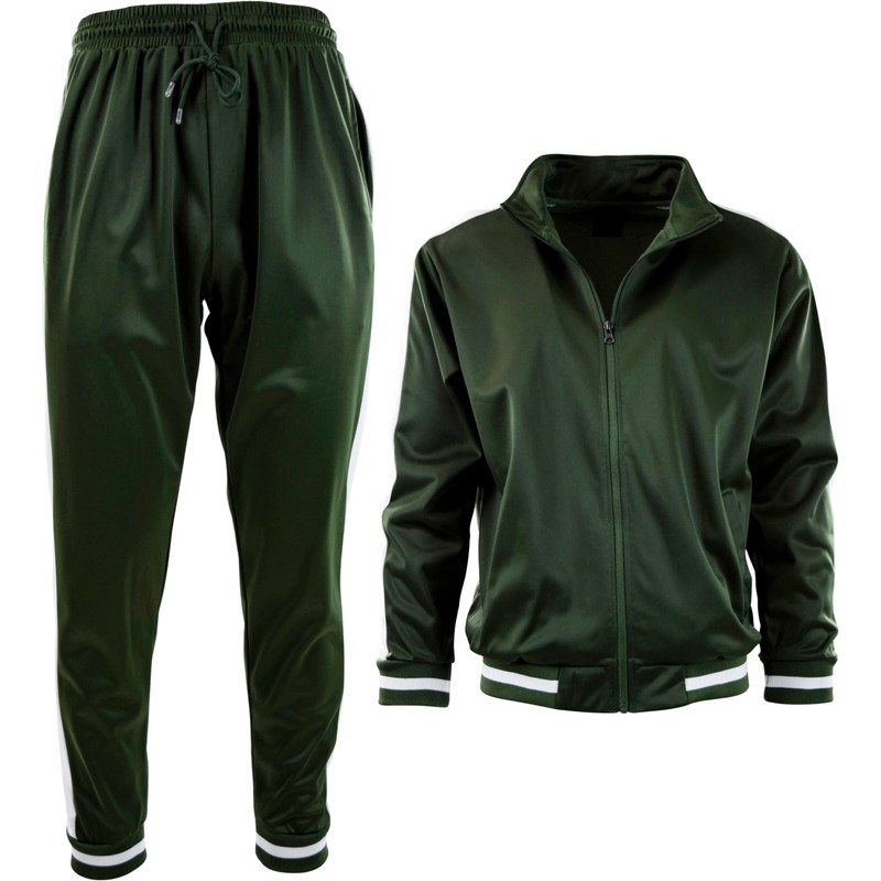 ChoiceApparel Mens Athletic 2 Piece Tracksuit Set (Large, 877-Olive)