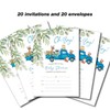 YIDOU Woodland Blue Truck Boy Baby Shower Party Invitations Greenery