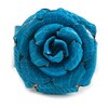 Avalaya Statement Turquoise Snake Print Leather Rose Flower Flex Cuff