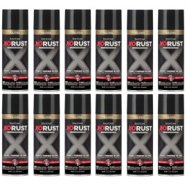X-O Rust XOP2-AER Gloss Black Anti-Rust Enamel Spray Paint- Pack of 12
