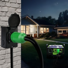 RVGUARD Emergency Power Combo Kit, 15 Foot 50 Amp Generator Cord and Power Inlet Box, NEMA 14-50P to SS2-50R Generator Cord with NEMA SS2-50P Pre-Drilled Generator Inlet Box, ETL Listed