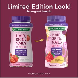 Nature's Bounty Advanced Hair, Skin and Nails Strawberry Gummies, 6000mcg Biotin, 90 Ct.