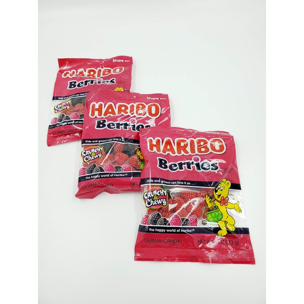 Haribo Berries 3 Pack - Chewy and Crunch - 4oz bags