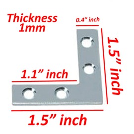 Wideskall® 1.5" inch Flat Corner Angle Brace Repair Plated Bracket w/Screws (Pack of 40)