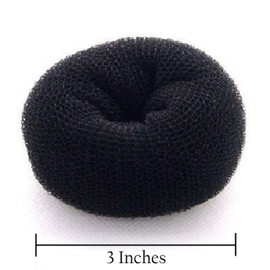 Beaute Galleria Hair Donut Bun Maker Ring Style Mesh Chignon Ballet Sock Bun (Medium, Black)