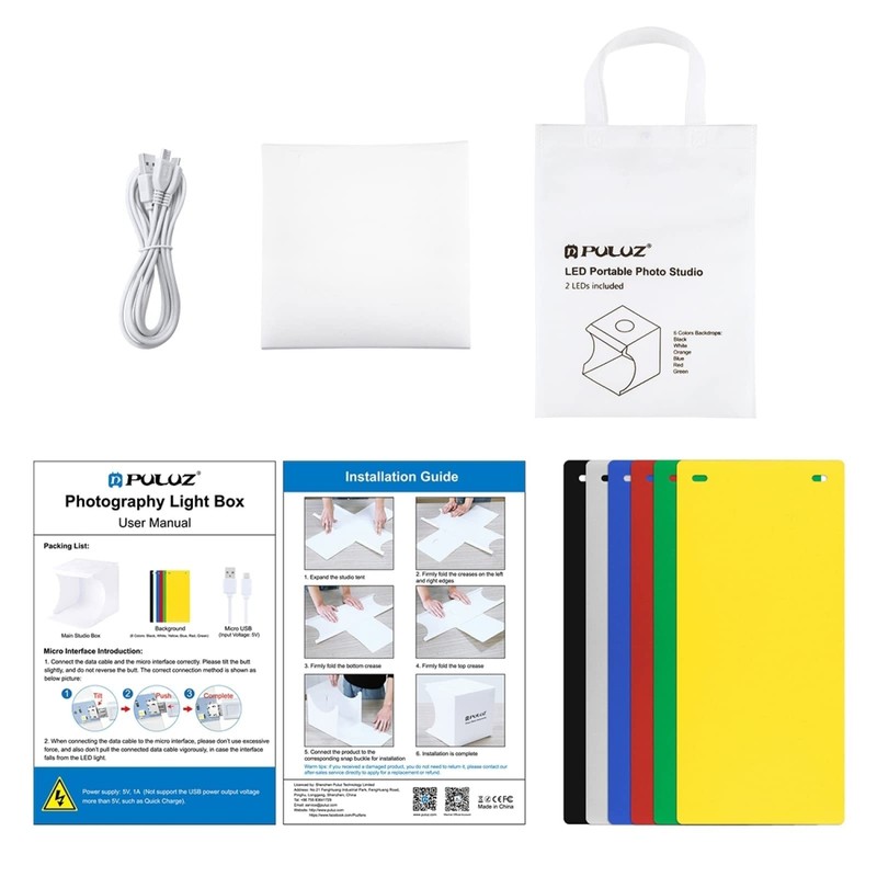 Mini Light Box Photography,PULUZ 20cm Photography Studio LightBox with 2