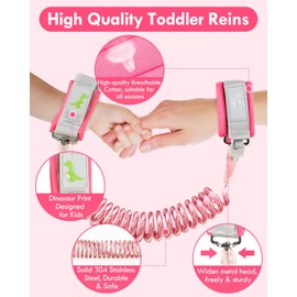 Lehoo Castle Wrist Reins for Toddlers, 1.5M Child Wrist Strap Safety with Key Lock, Anti Lost Wrist Link Toddler, Toddler Reins for Walking(Pink)