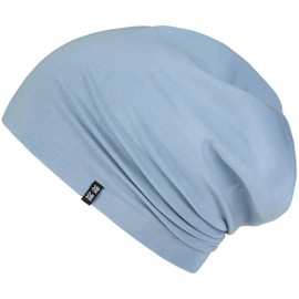 Enter the Complex® Unisex Lightweight Jersey Beanie Hat, Slouch Beanie Made of Cotton, Elastic - Blue (stone blue), size: L-XL