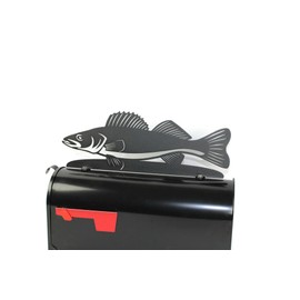 Hobby, Recreation and Career Style Metal Powder Coated Mailbox Topper (Walleye, Matte Black)