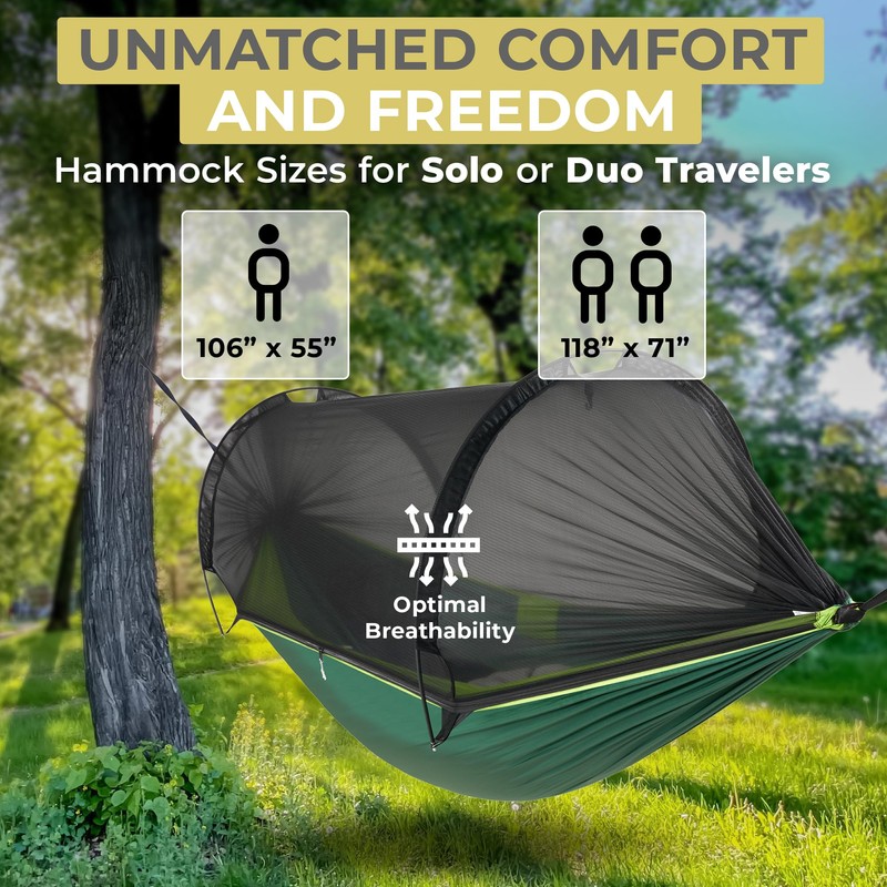 Miztli Camping Hammock -Portable Hammock w/Spacious Net & Tree Straps