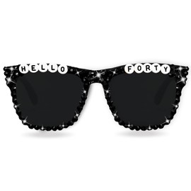 HELLO FORTY 40th Birthday Sunglasses for Men – Black Square Frame Glasses for 40th Birthday Party Decorations Gift for Him