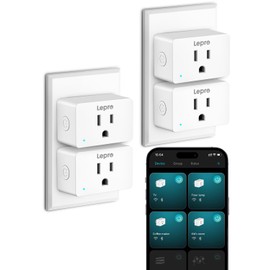 Lepro P1 Smart Plug Mini 15A, Smart Home WiFi Outlet Works with Alexa & Google Assistant, Voice/APP Control, Safety Lock, Timer & Group Controller, 2.4G WiFi Only, UL & FCC Certified, 4 Pack