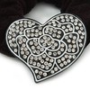 Large Crystal Classic 'Heart' Pony Tail Black Hair Scrunchie -