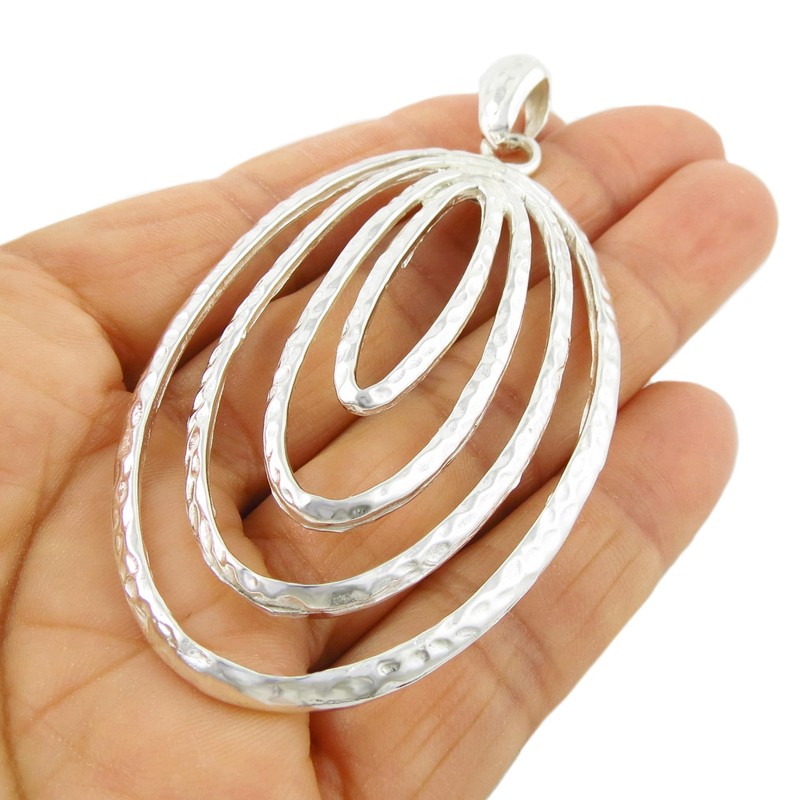 The Mexican Collection Hallmarked Large 925 Sterling Silver Long Oval