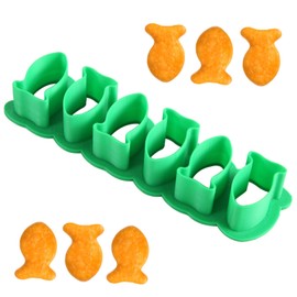 Mini Goldfish Cookie Cutter Set, 6 Fishes Tiny Plastic Goldfish Cracker Cutter Tool Fish Shaped Biscuit Baking Mold for Chocolate Sugar Fondant Kitchen Gadgets (Green)