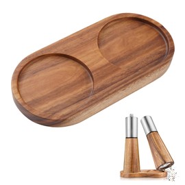 Tray for Salt and Pepper Mill, Accessories for Salt and Pepper Mills, Salt and Pepper Mill Tray, Mill Coaster, Suitable for Home, Kitchen, Hotel, Cafe, 14.3 x 7 x 1.5 cm