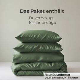 LINENWALAS Bamboo Bed Linen Set, Premium Bamboo Silk Duvet Cover Set with Pillowcase, 3-Piece Bedding Set, 220 x 240 cm Luxury, Soft, Cooling Quilt Cover (Avocado Green)