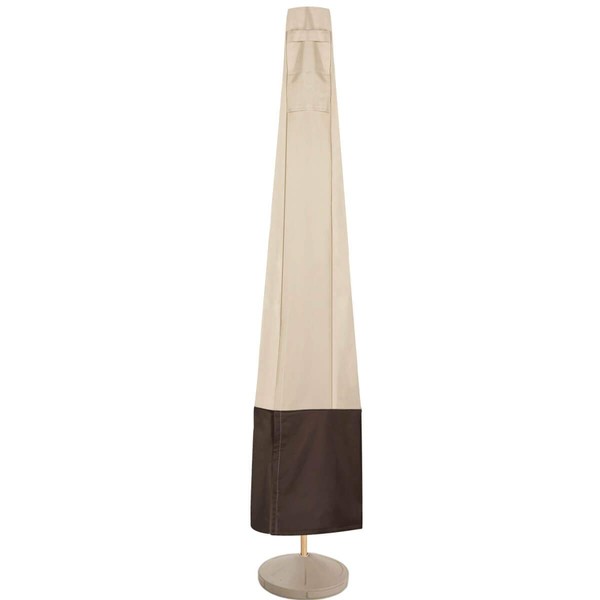 Vailge Patio Umbrella Cover,100% Waterproof Outdoor Market Parasol Umbrella Covers with Zipper and Air Vent,UV Resistant Patio Furniture Covers,73" H x 23" D,Beige & Brown