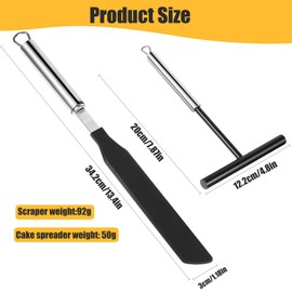 Lepidi 2 Pieces Crepe Distributor, Stainless Steel Crepes Spatula, Crepe Distributor and Spatula, Dough Distributor for Crepes, Pancake Turner, for Kitchen Baking Cooking Baking Tools, Spatula + Dough