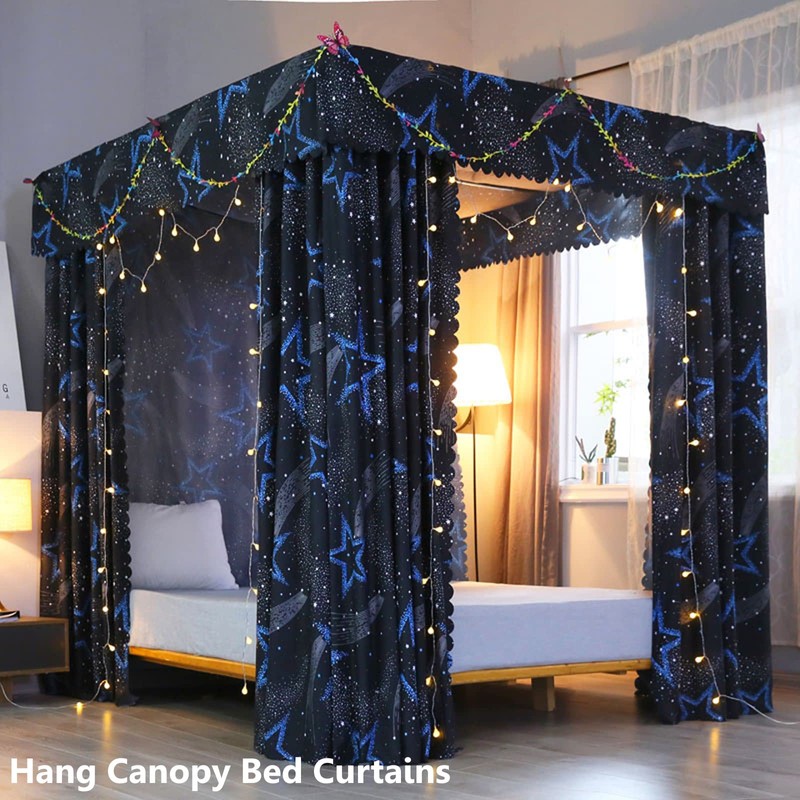 AIKASY King Size Canopy Bed Frame - Thickened Metal Canopy