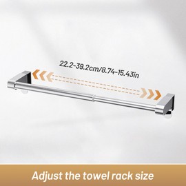VEHHE Over Door Towel Rail, Kitchen Towels Holder Extendable(22-39cm), Stainless Steel Towel Rail with Adjustable Hooks(0-2.8cm), Hand Towels Holders for Kitchen Cupboard Bathroom Cabinet(Silver)