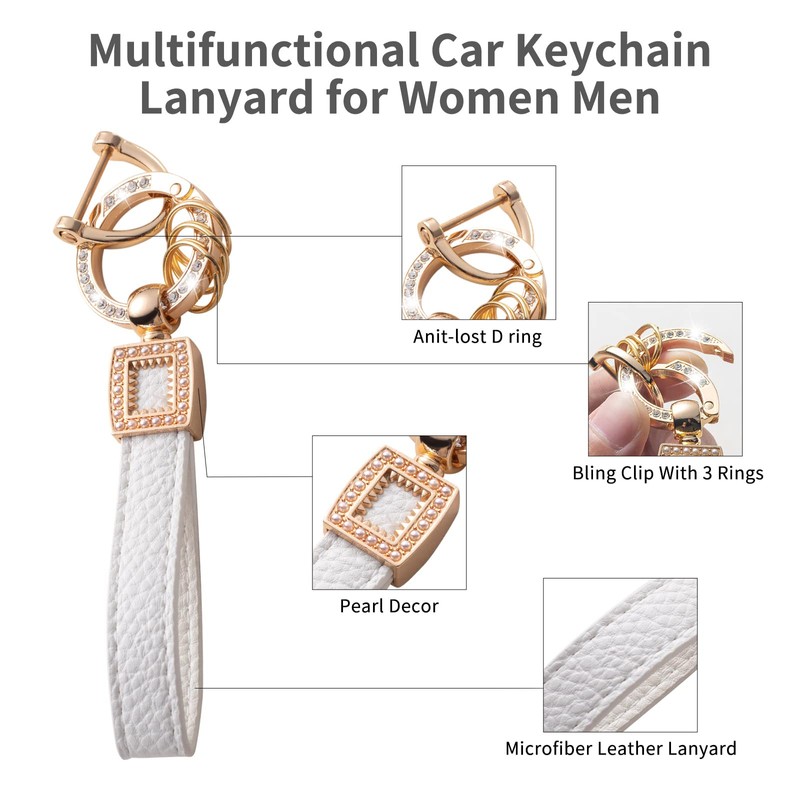 CACARLIKE for Dodge Key Fob Cover with Leather Lanyard, Fob