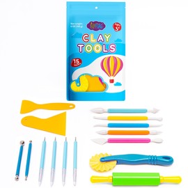 FlyFlag Air Dry Clay Tools Kit, 20 Pcs – Includes Ball Stylus, Rubber Pens, Rolling Pin, Plastic Scrapers, and Modeling Tools – Ideal for Pottery, Craft, Molding, and Shaping