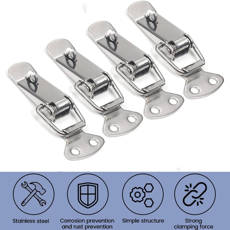 Litensh 4PCS Stainless Steel Tension Clasp with Hole for Padlock,