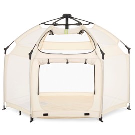 Dream On Me Pop Up Children Playpen Easy Set-Up- Indoor Play House and Outdoor Play Tent with Canopy Cover in French White