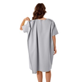 voeeron voeeron Hospital Gowns for Women Soft Short Sleeve Patient Gown Open Back Snap Adaptive Clothes with Pockets (Grey,M)