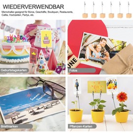 Pack of 20 Photo Holders with Clips, Memo Clip Holder, Picture Holder with Clips, Vertical Note/Photo Holder, Photo Cube for Pictures, Original Wood Colour