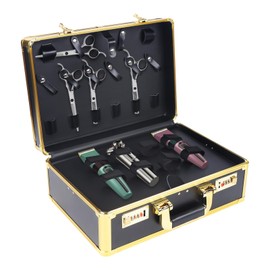 Professional Barber Case, Barber Carrying Case Travel Carry Case with Lock, Hairdresser Tool Box Organizer Traveling Case, Beauty Salon Tool Kit Makeup Train Case for Hair Stylist Salon Makeup Artist