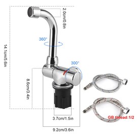 Caravan Tap, G1/2 Inch Thread Tap, 360 Rotation Adjustable Hot Cold Water Mixer Tap, Folding 32-33 mm/1.26-1.3 Inch Opening Size Mounting Thread Kitchen Tap for Motorhome