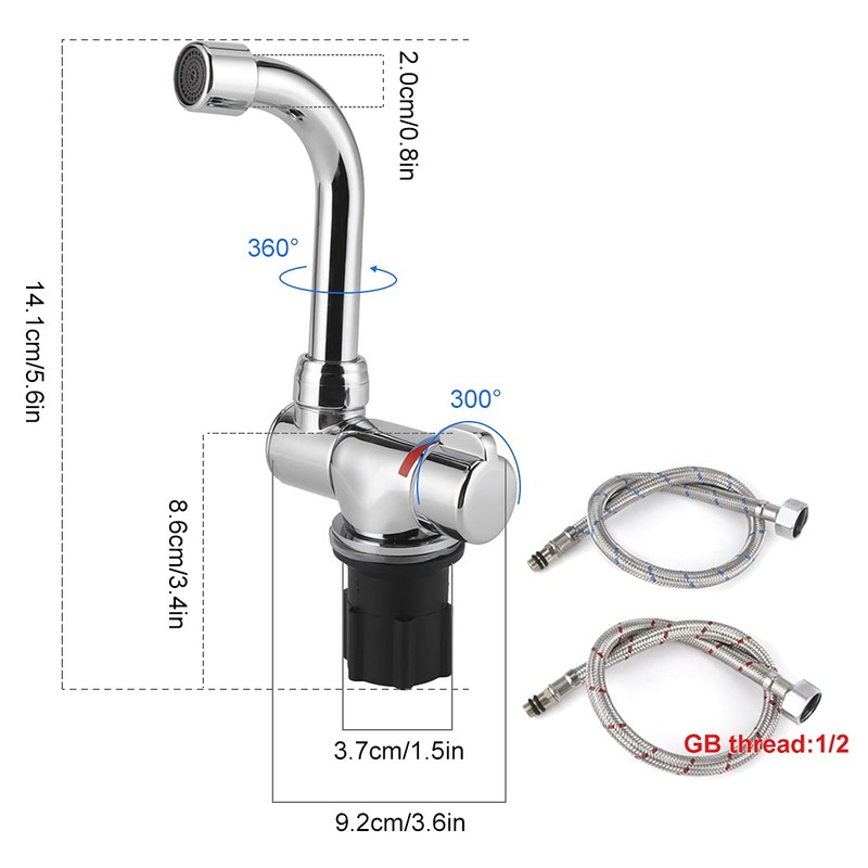 Caravan Tap, G1/2 Inch Thread Tap, 360 Rotation Adjustable Hot