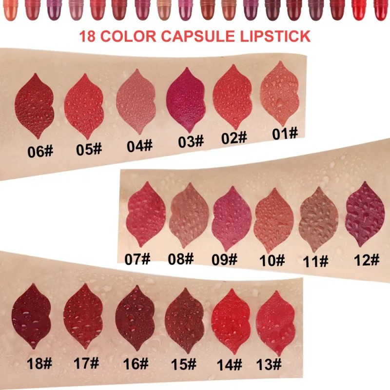 Set 18 Labiales Mate En Barra De Larga Duración 220-m418-18pcs
