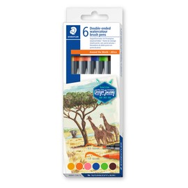 STAEDTLER 3001 C6-3 Design Journey Watercolour Brush Pens - Around the World Series - Africa (Pack of 6 Assorted Colours)