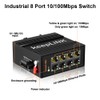 8-Port Industrial Ethernet Switch, Unmanaged 10/100Mbps DIN-Rail Network Switch, IP40,